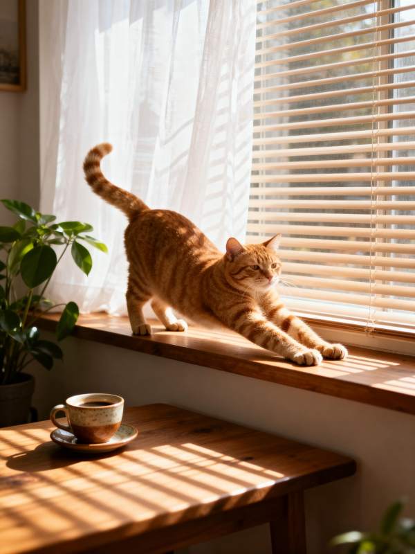 窗台上的橙猫图片