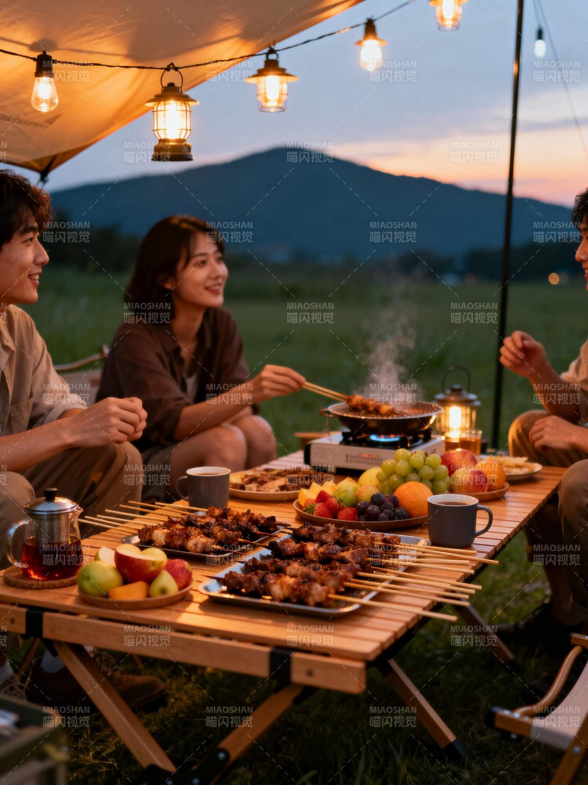 露营烧烤夜话图片