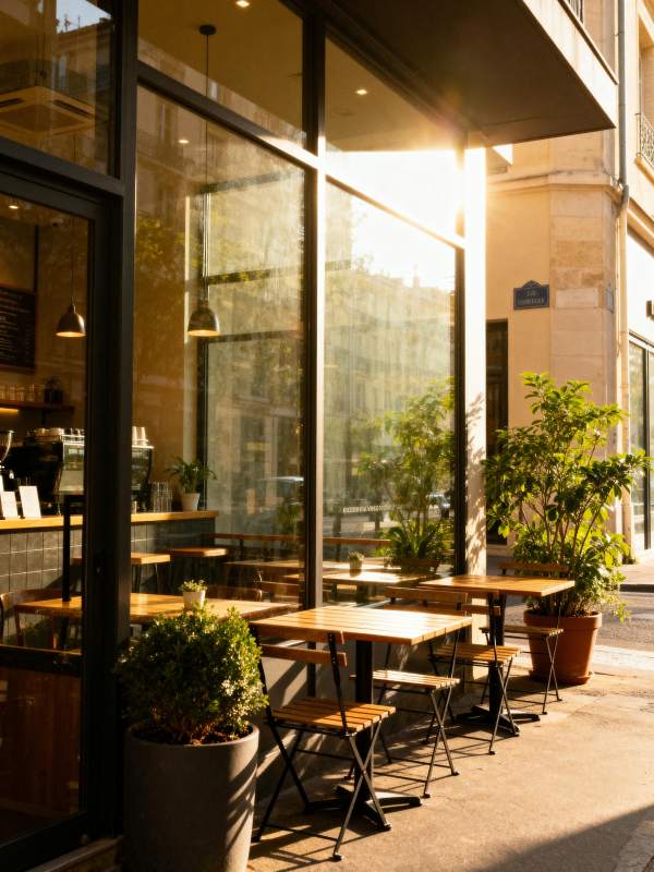 阳光下的咖啡馆外景图片