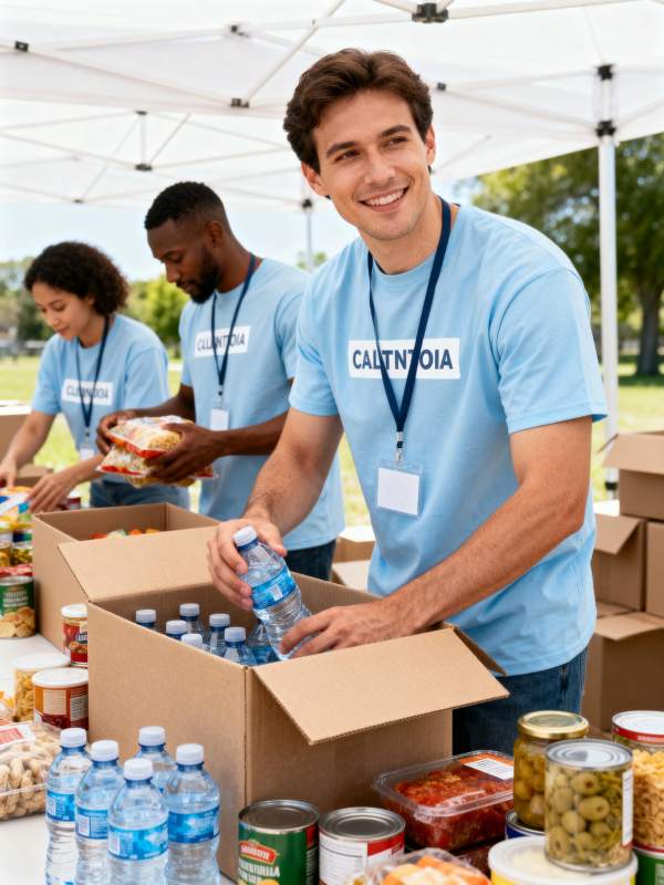 志愿者分发物资图片