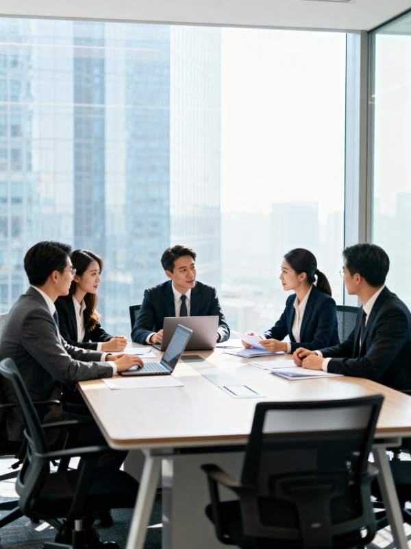 商务会议讨论中图片