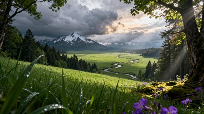 山间绿野风光图片