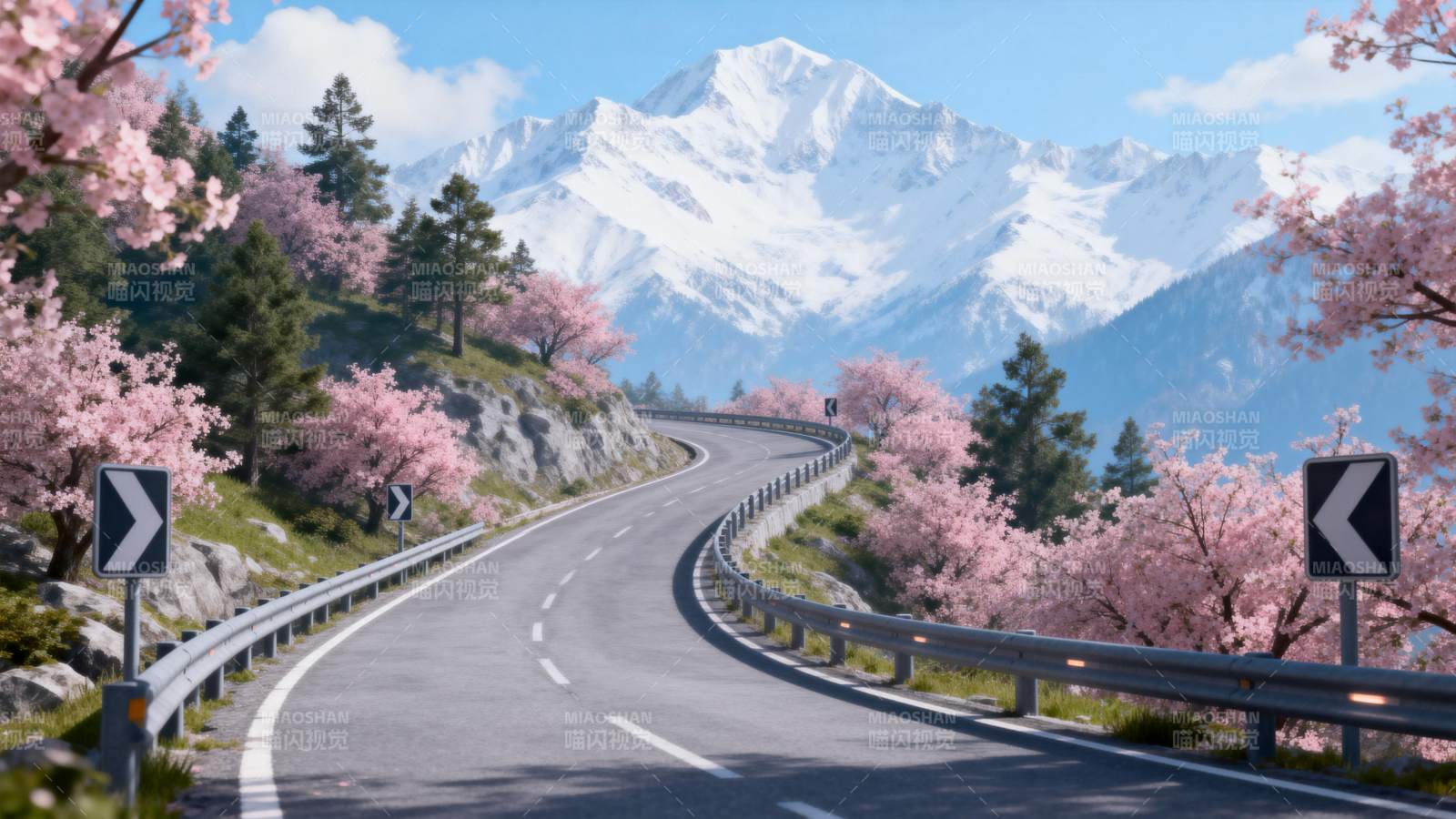 樱花山路图片