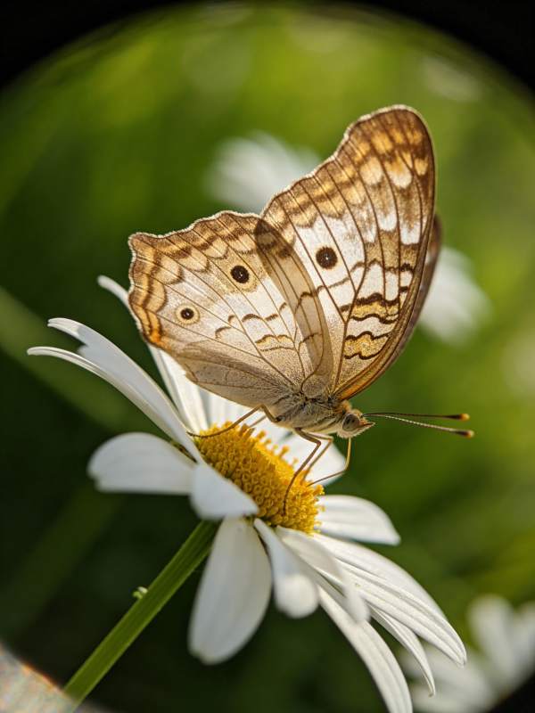 蝶栖白菊 静谧自然图片
