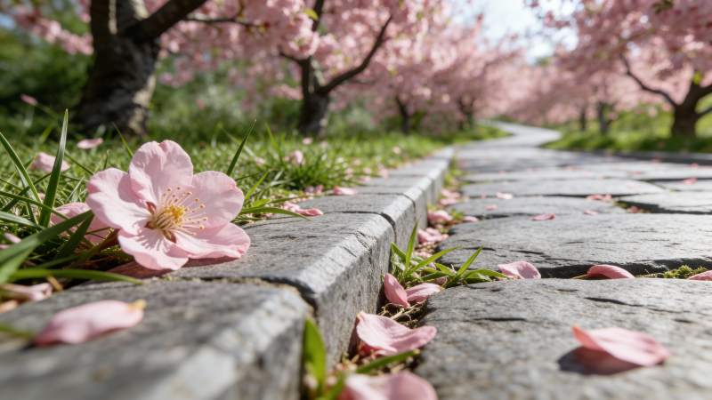 樱花落满小径图片