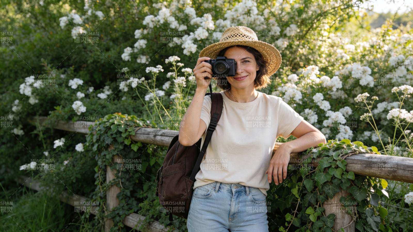 花丛中的摄影时光图片