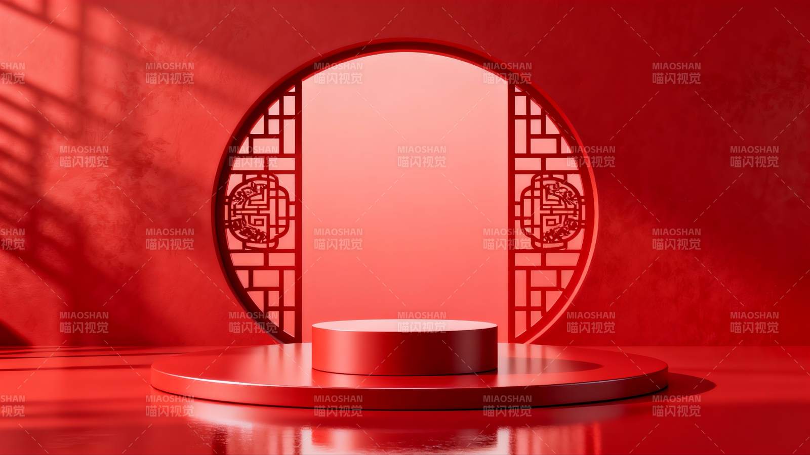 红韵中式窗景图片