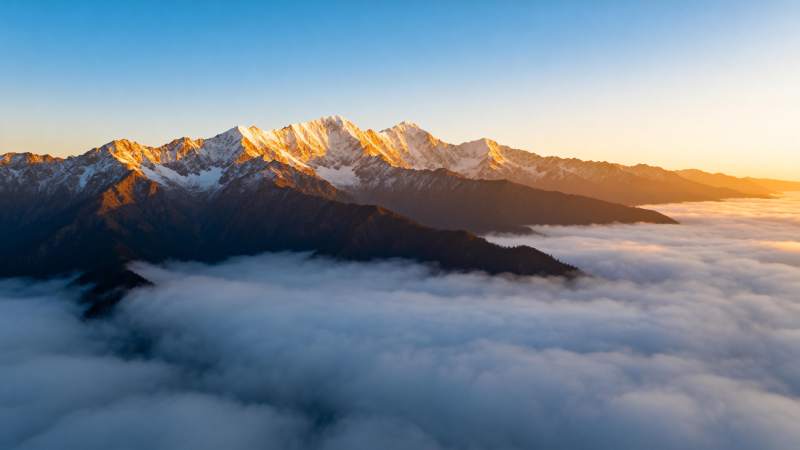云海雪山日出图片