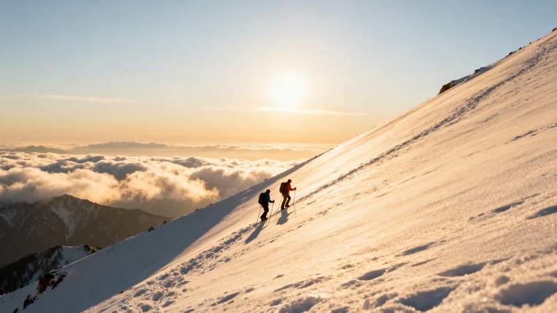 雪峰登顶 云海日出图片