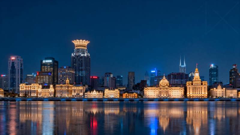 夜幕下的城市天际线图片