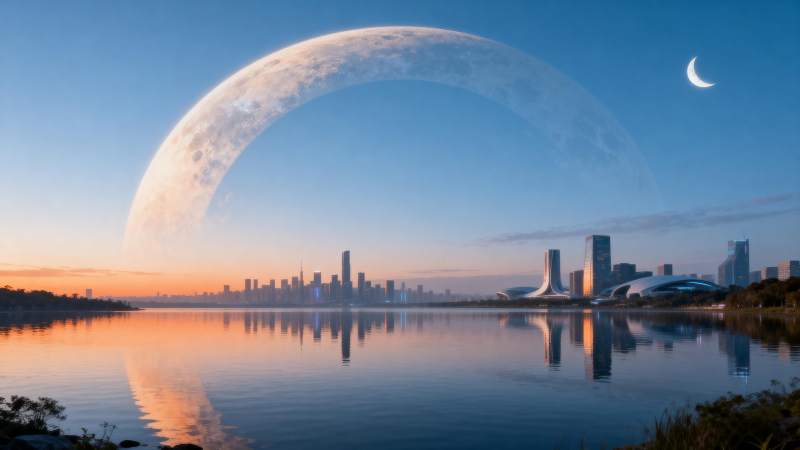 未来城市月夜图图片