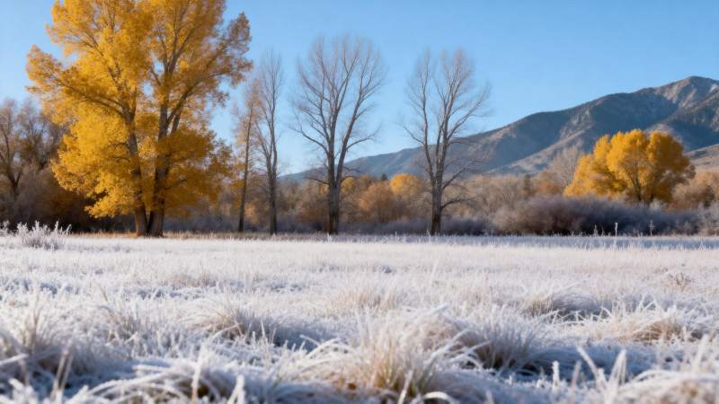 秋霜覆盖的田野图片