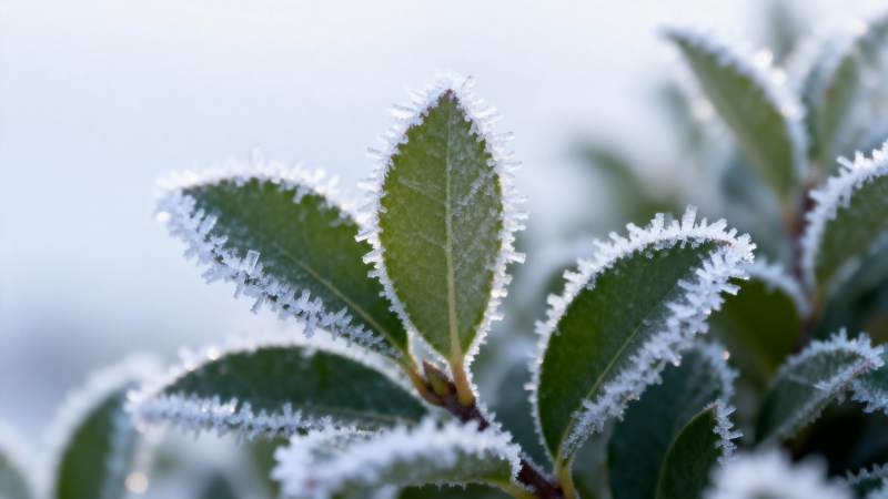 霜叶静谧冬晨图片