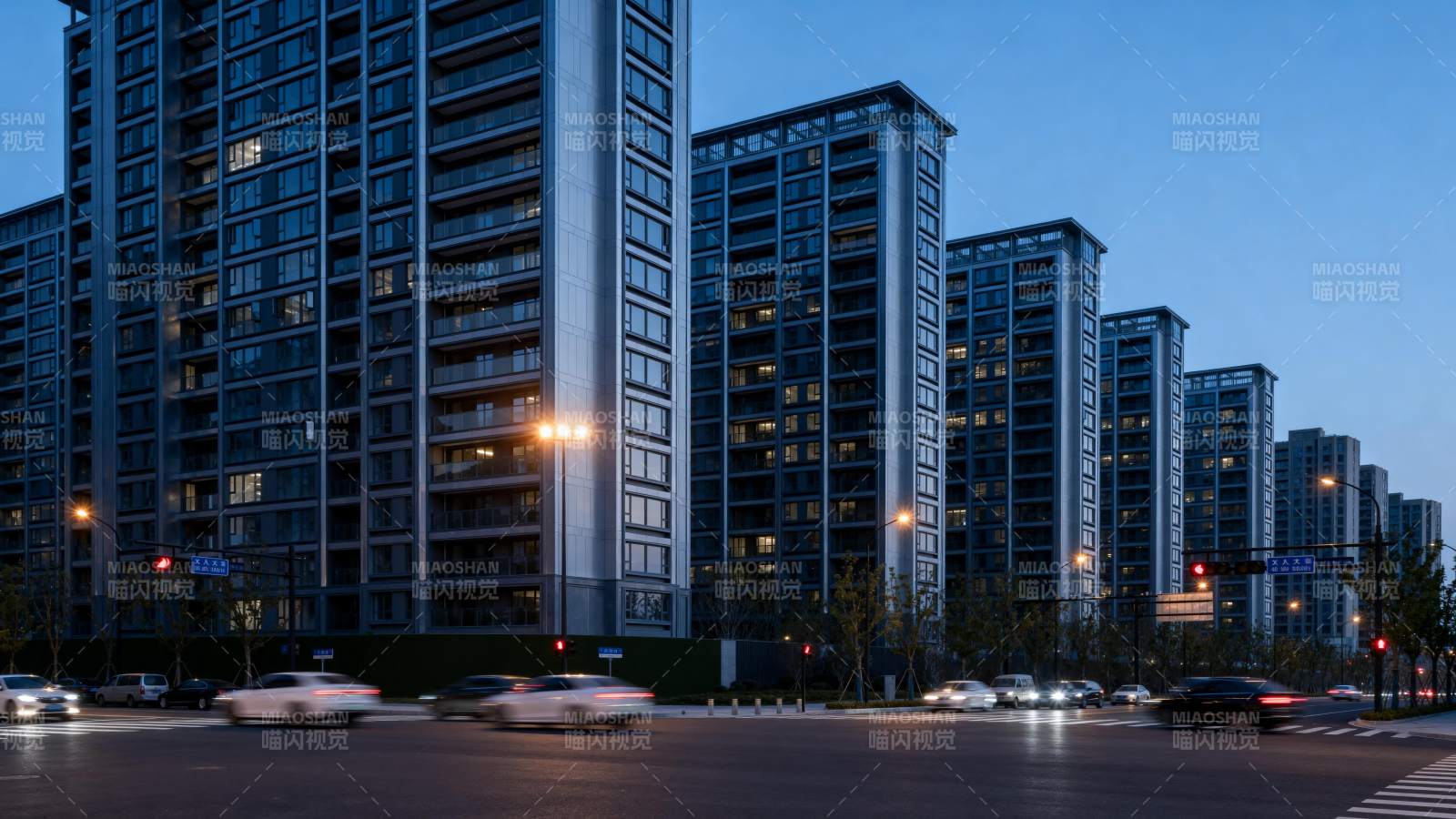 都市夜景高楼林立图片