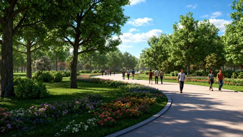 公园小径春意浓图片