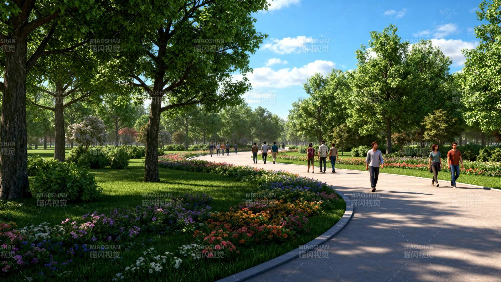 公园小径春意浓图片