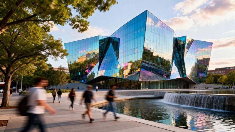 现代建筑倒影水景图片