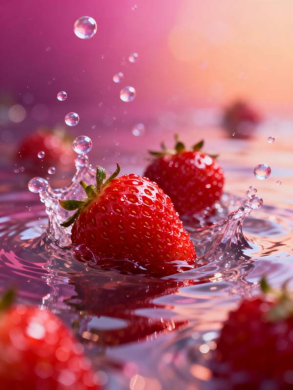 草莓水花飞溅图片