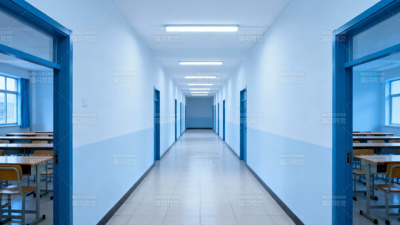校园走廊静谧长廊图片