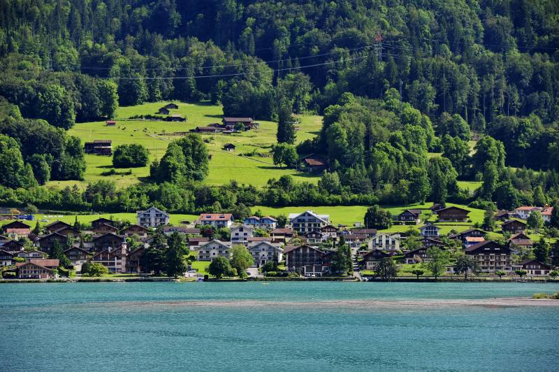 瑞士 湖畔小镇风光图片