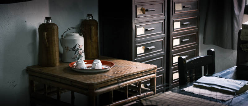 古朴茶室静谧一角图片