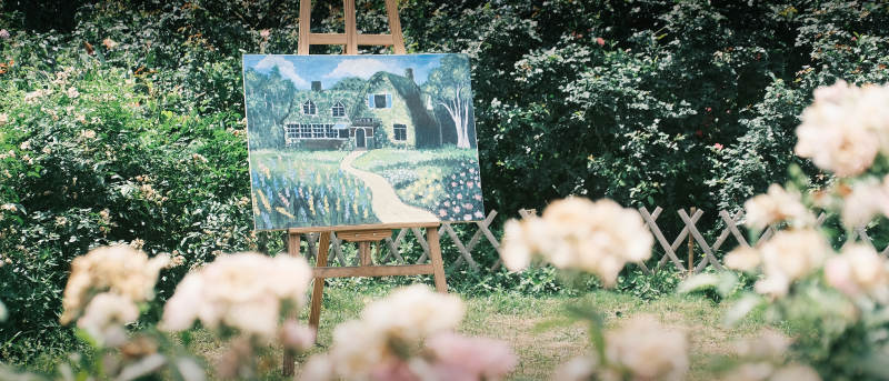 花园中的油画图片