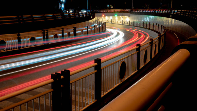夜路车流光影图片