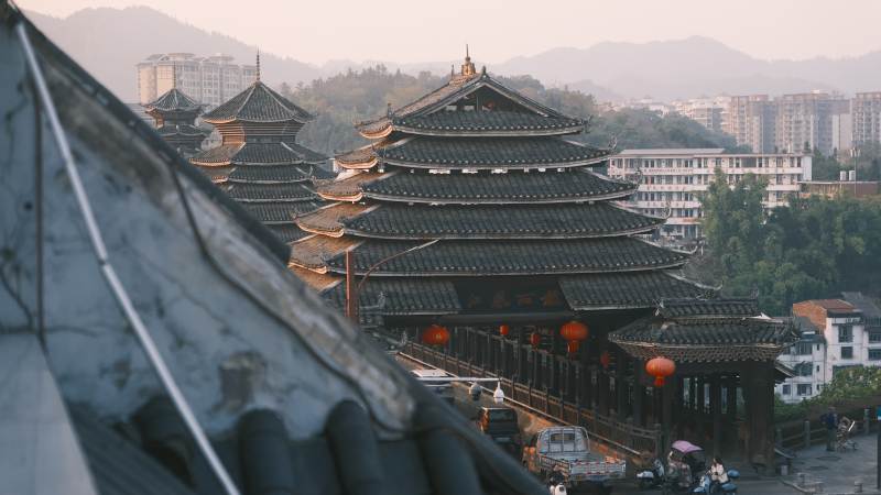 古建筑群晨景图片