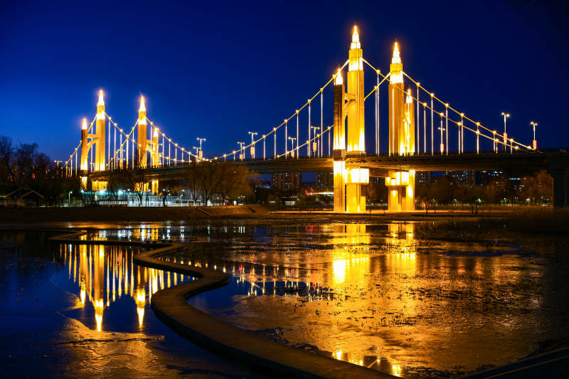 北京昌平南环大桥夜桥倒影图片