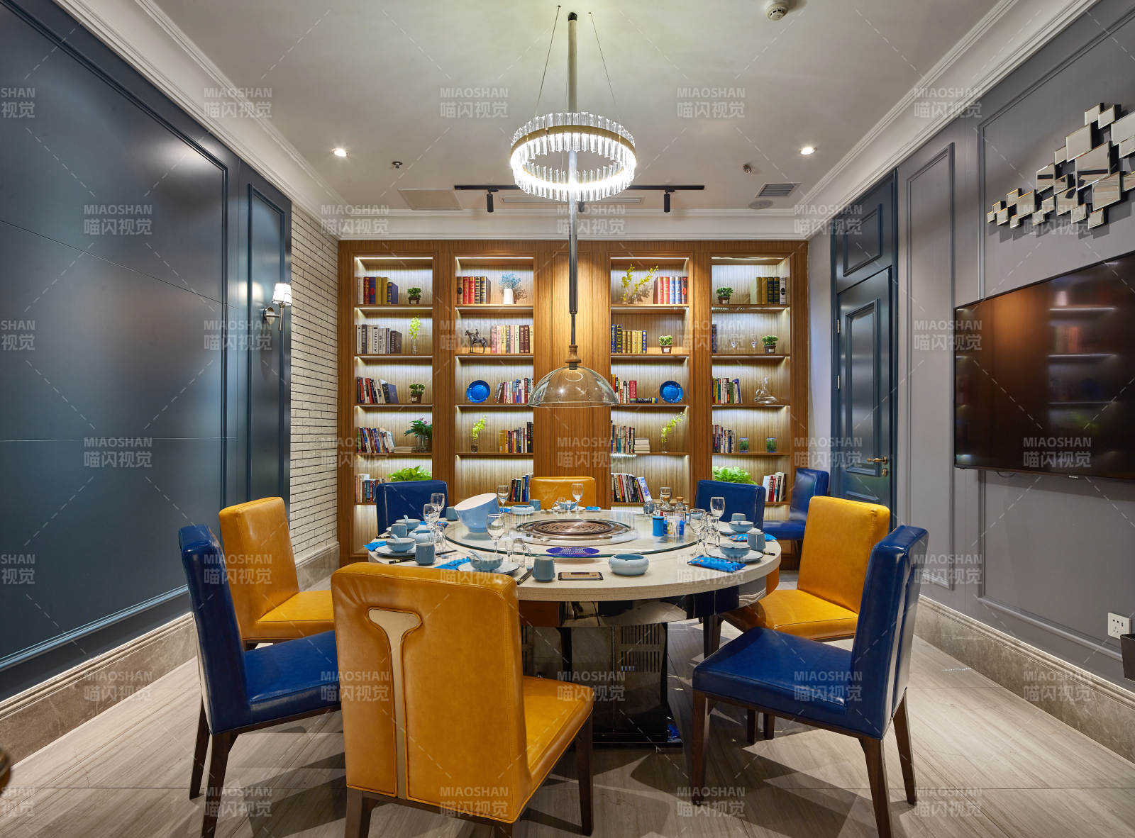 现代书房餐厅融合图片