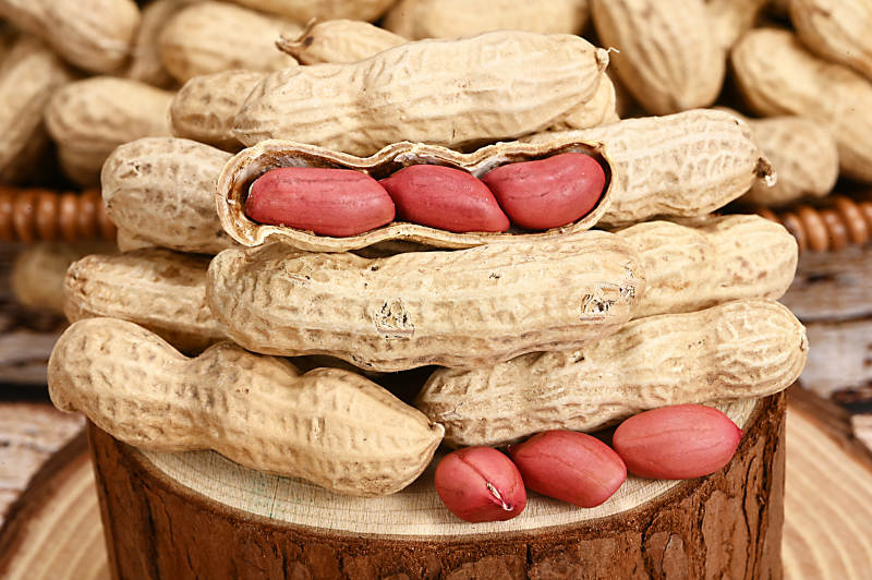 花生堆叠特写图片