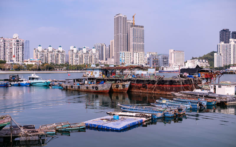 深圳城市水岸渔港风光图片