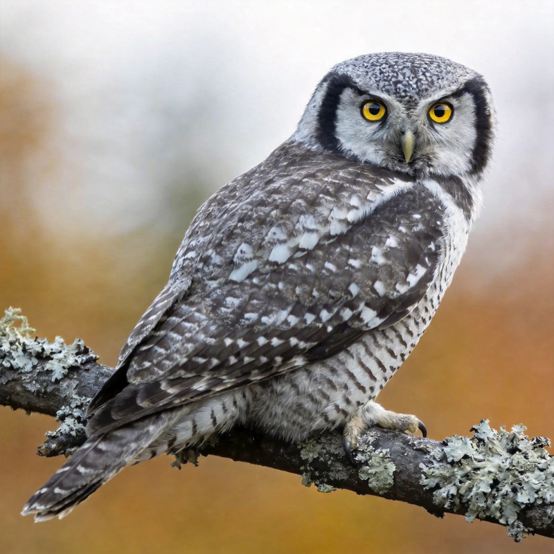 猫头鹰栖枝凝视图片