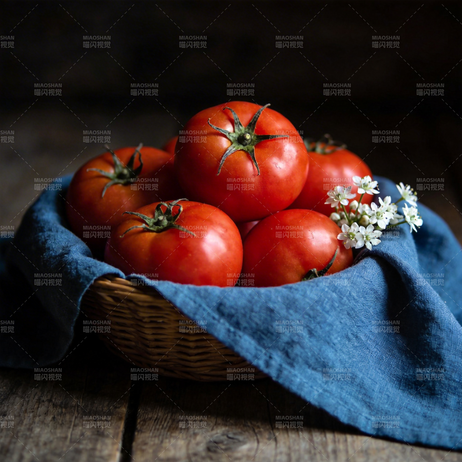 篮中红番茄图片