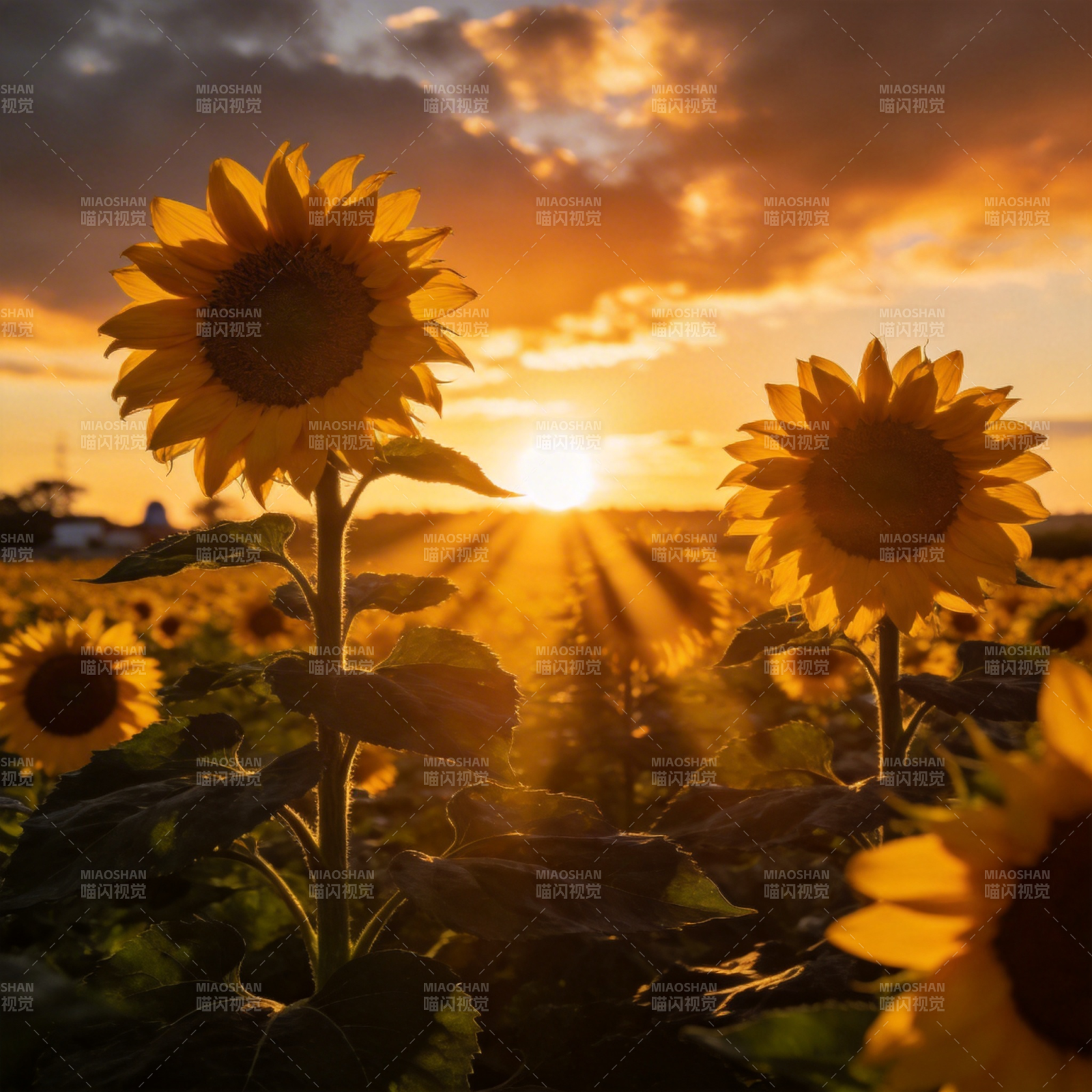 向日葵与夕阳图片