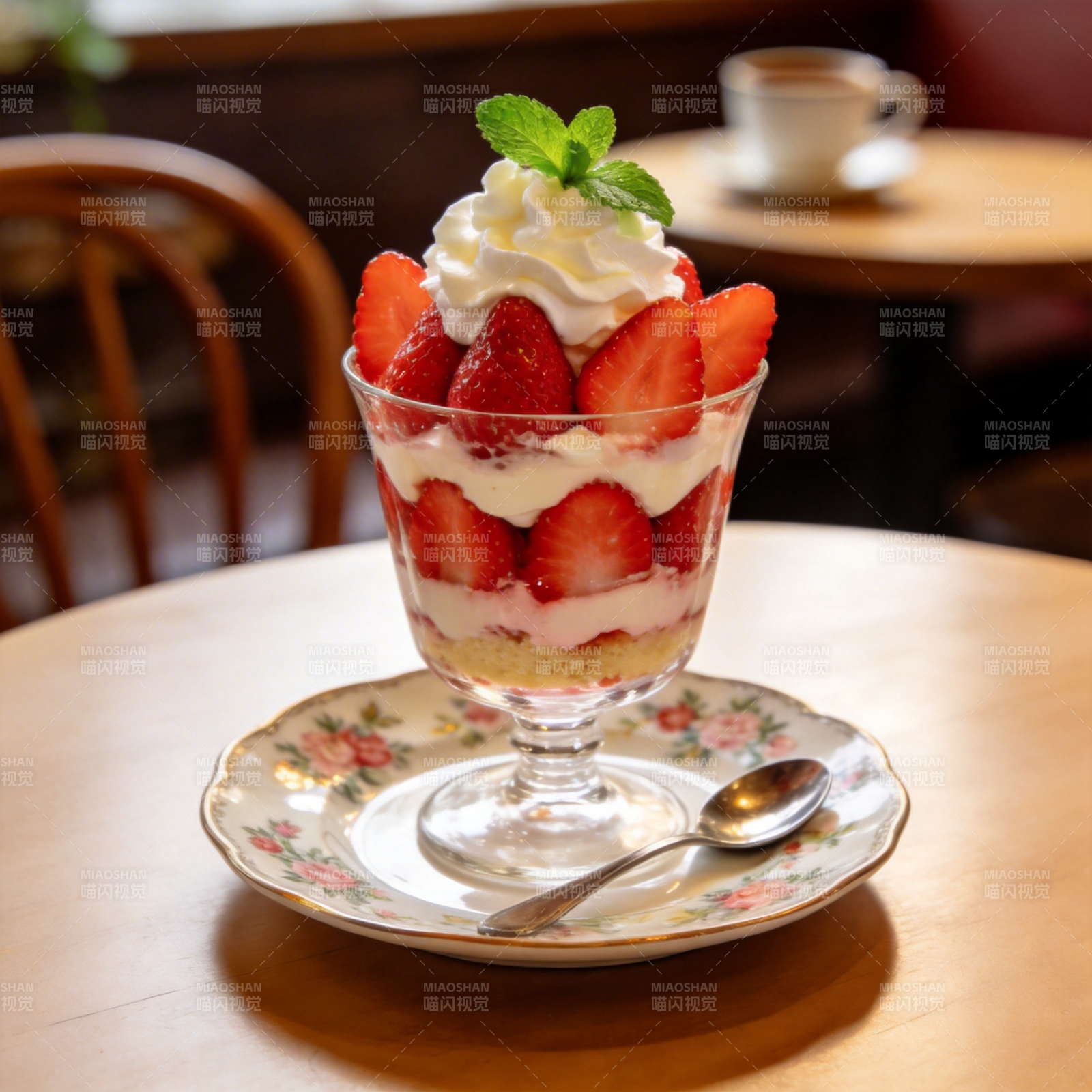 草莓奶油甜点图片
