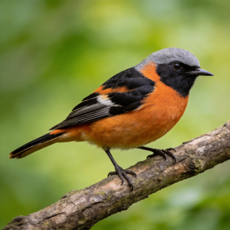 灰头红腹鸟栖枝图片