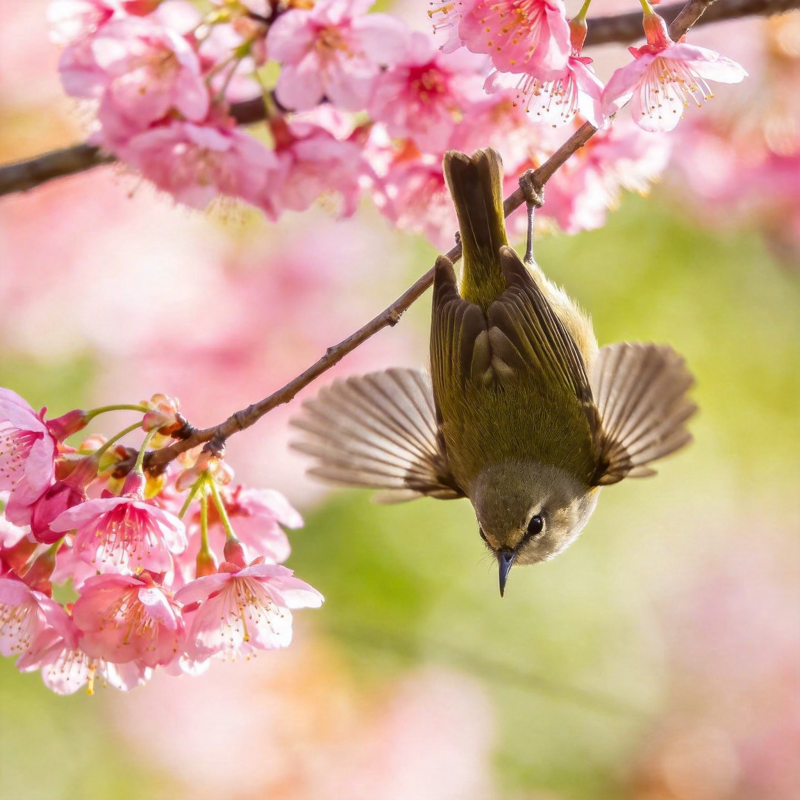 樱花枝头小鸟栖图片