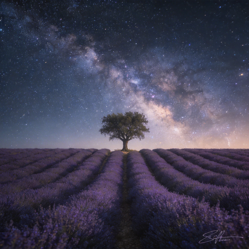 星夜薰衣草田图片