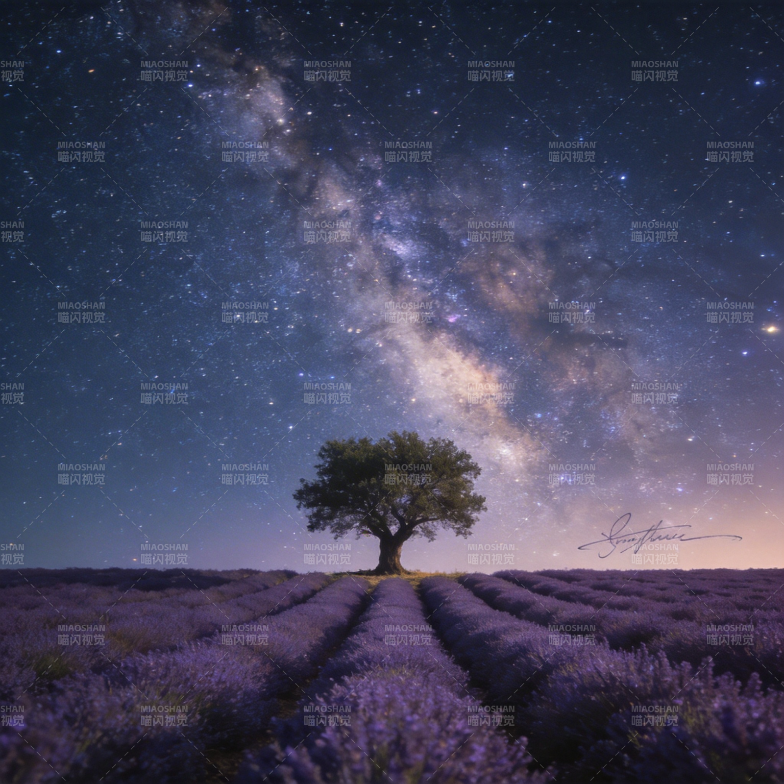 星夜薰衣草田图片