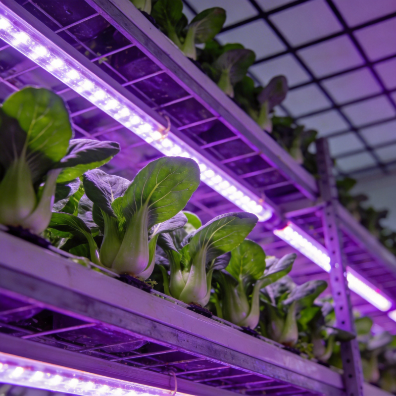 紫光下的绿叶菜图片