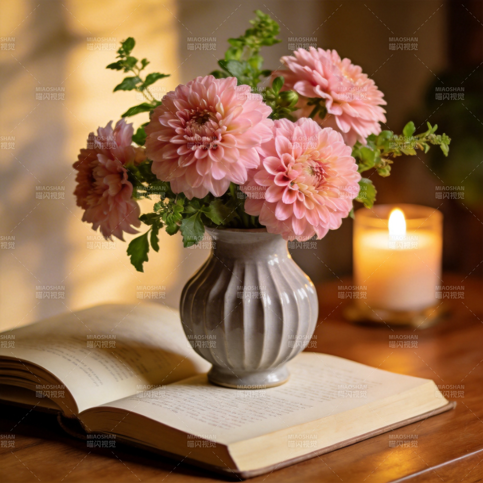 花书烛光静谧时光图片