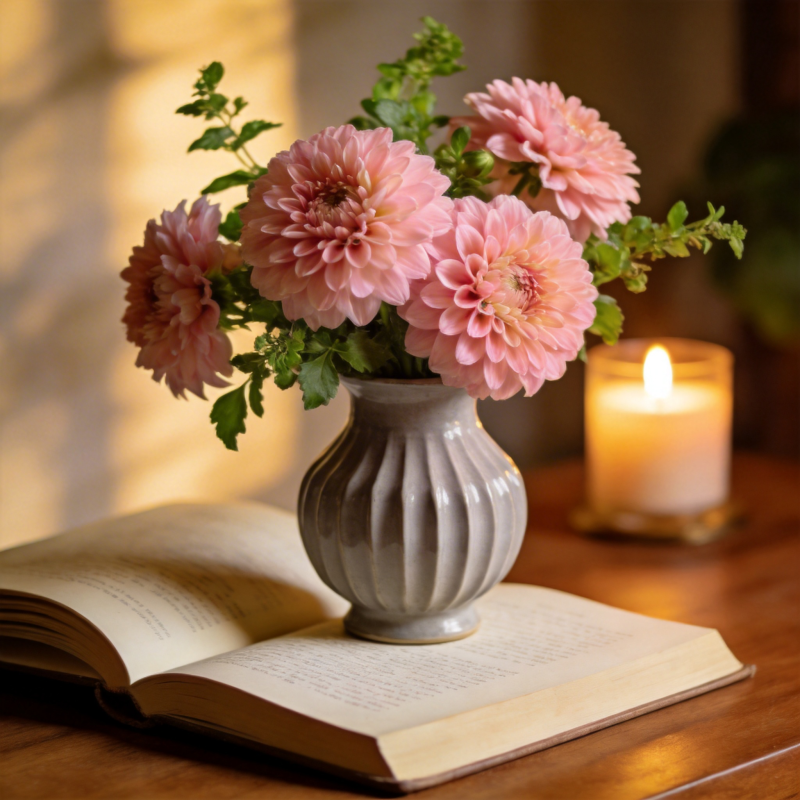 花书烛光静谧时光图片