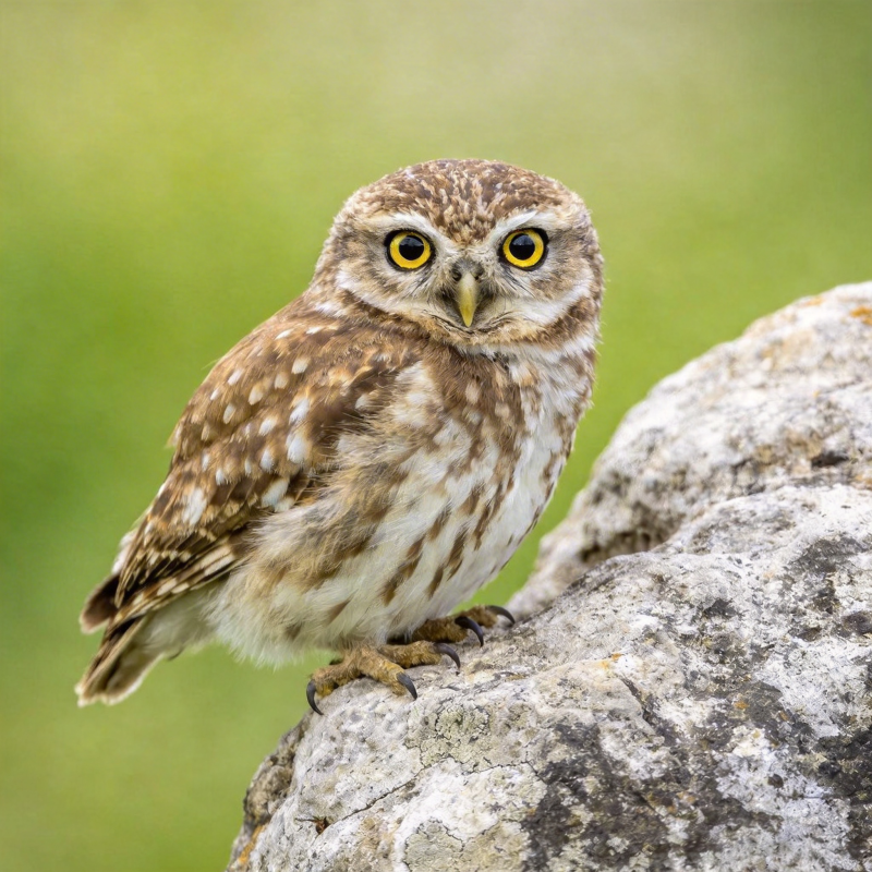 岩上小鸮凝视图片