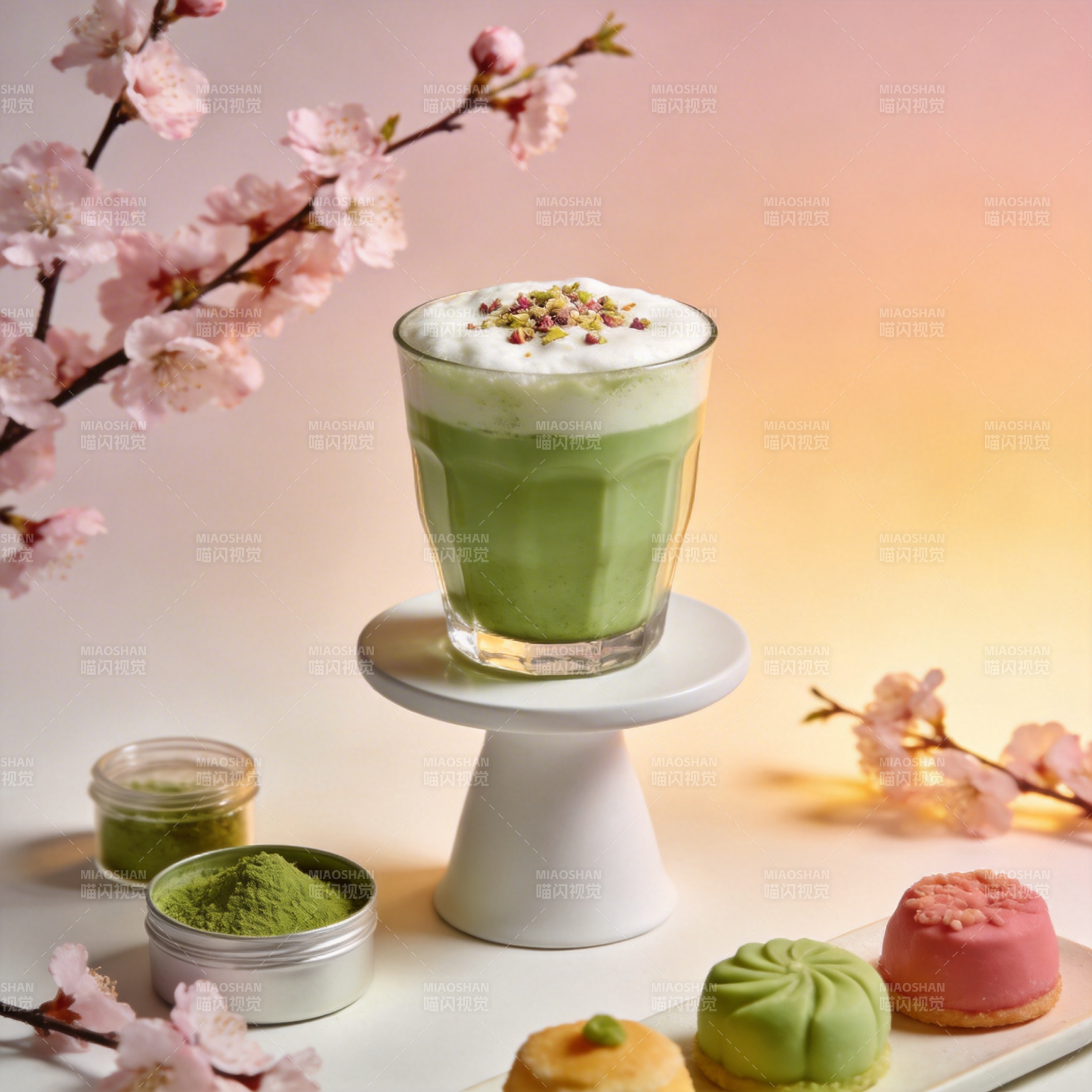 抹茶拿铁春日赏图片