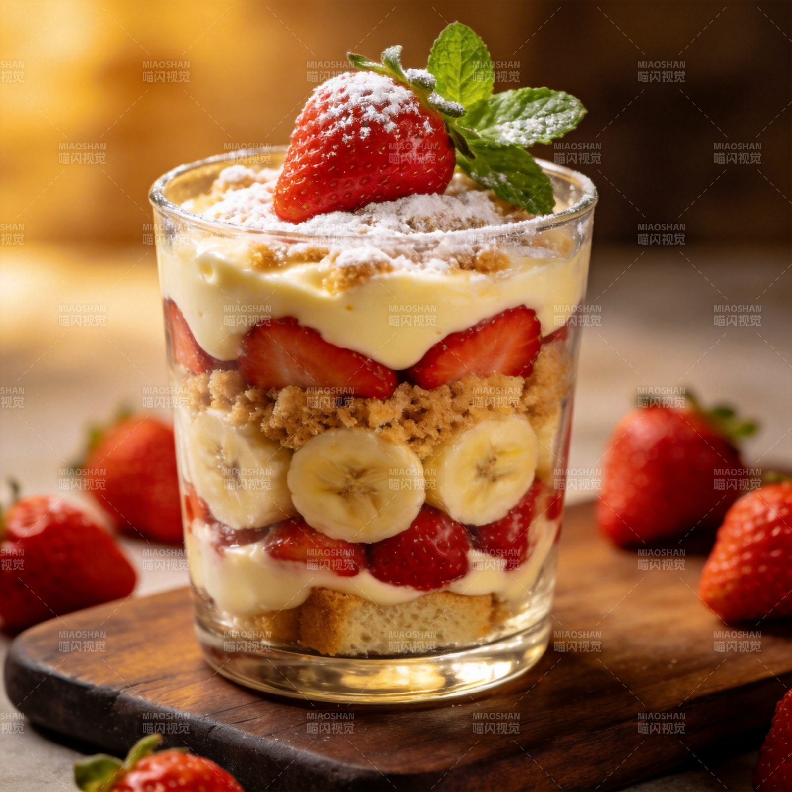 草莓香蕉提拉米苏图片