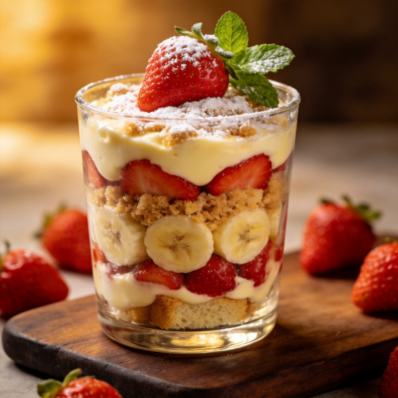 草莓香蕉提拉米苏图片