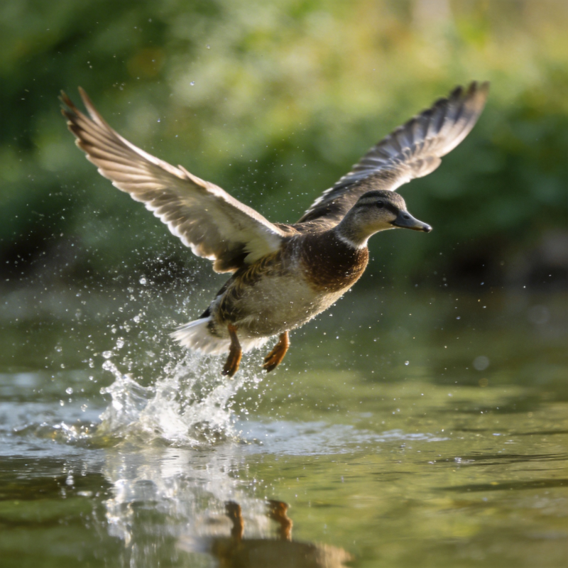 鸭子振翅起飞图片