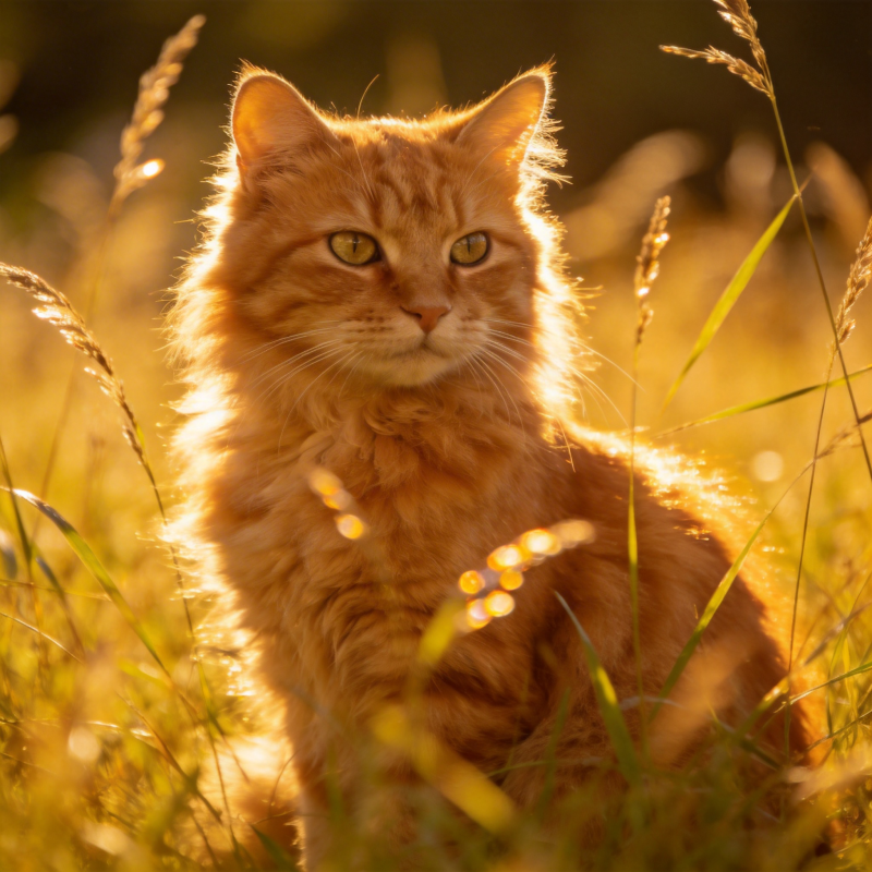 金猫草间静坐图片
