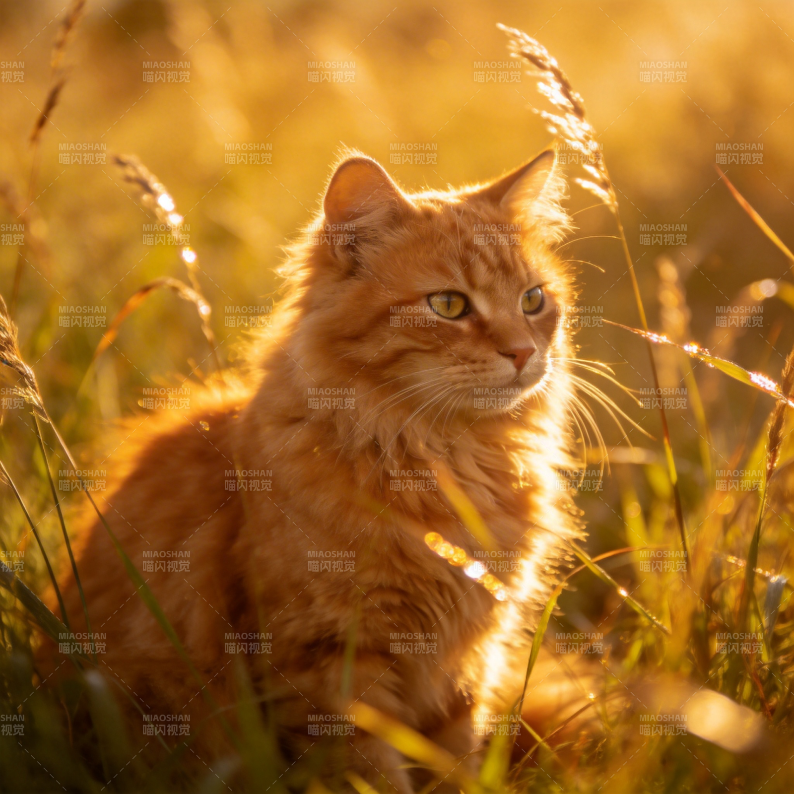金猫草间静坐图片